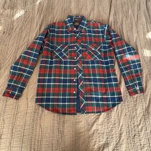 High Sierra Men's Red and Blue Plaid Button Down overshirt